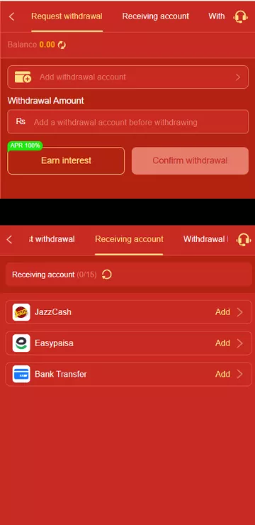 EP777 game withdrawal screen with JazzCash and EasyPaisa for Pakistan